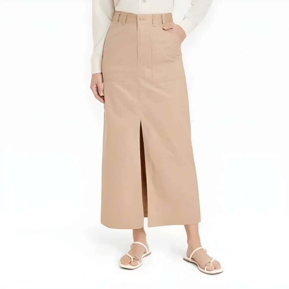 Tan Utility Maxi Skirt